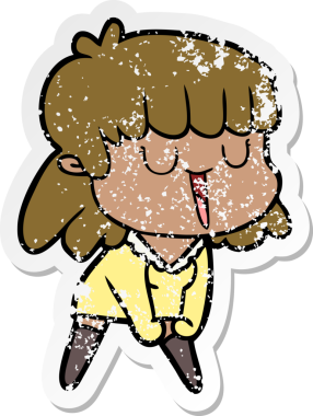 Bir insan tarafından çizilmiş karikatür bir kadının sıkıntılı çıkartması.