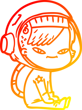 Bir insan tarafından çizilmiş bir astronot kadın çizgi çizimi.