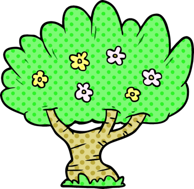 Bir insan tarafından çizilmiş çizgi film ağacı.