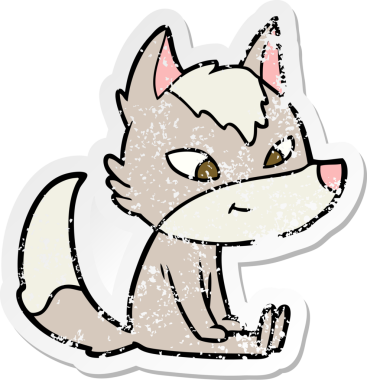 Bir insan tarafından çizilmiş dost canlısı bir kurdun sıkıntılı çıkartması.