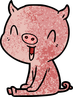 Bir insan tarafından çizilmiş mutlu çizgi film domuzu.