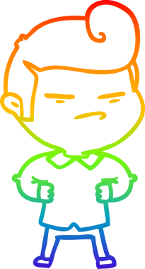 Gökkuşağı gradyan çizgi çizimi. Bir insan tarafından çizilmiş havalı bir adam.