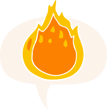 bir insan tarafından çizilmiş, konuşma baloncuklu çizgi film ateşi