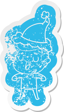 Mutlu çizgi film, Noel Baba şapkası takan bir adamın insan tarafından çizilmiş sıkıntılı çıkartması.