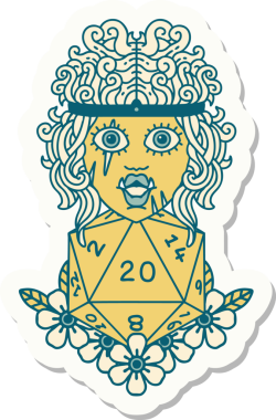 Bir insan tarafından çizilmiş 20 zarlı bir ork barbarının çıkartması.