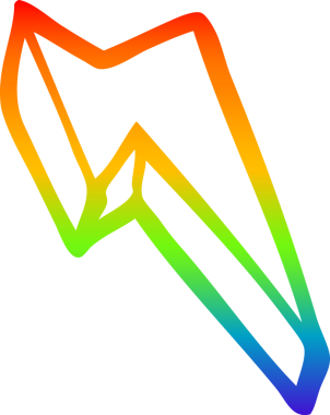 Bir insan tarafından çizilmiş karikatür desenli bir yıldırım çizimi.