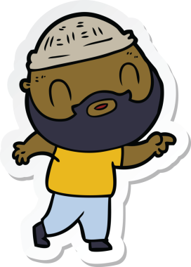 Bir insan tarafından çizilmiş sakallı bir adamın çıkartması.