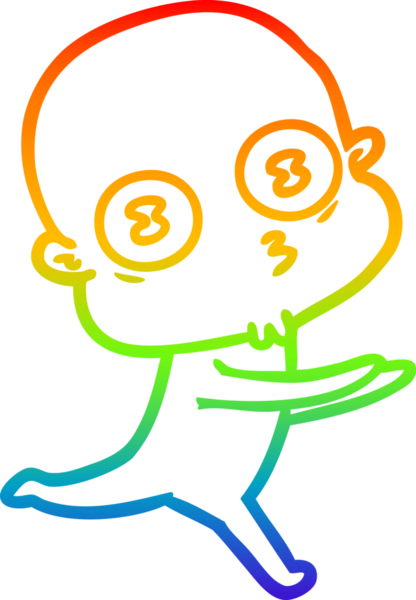 Gökkuşağı gradyan çizgi çizimi Bir insan tarafından çizilen garip kel uzay adamı