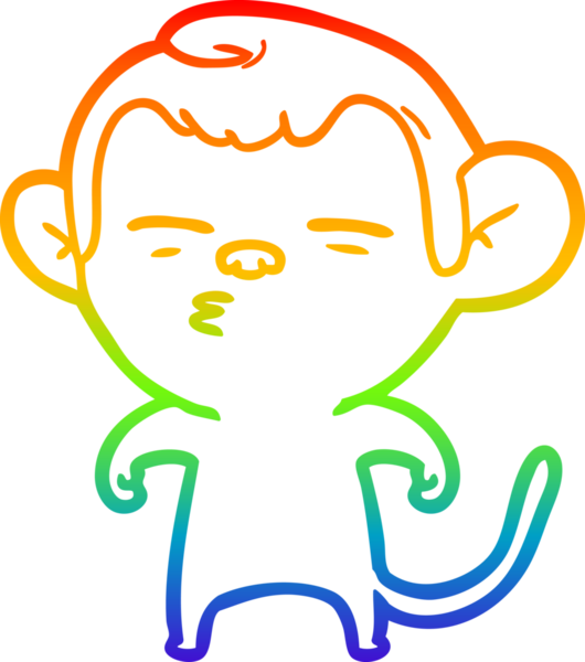 Gökkuşağı gradyan çizgi çizimi Bir insan tarafından çizilmiş şüpheli maymun