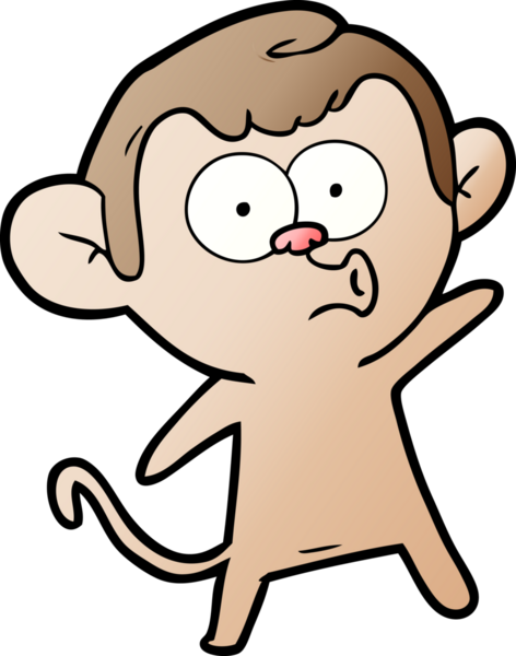 Bir insan tarafından çizilmiş, şaşırmış maymun çizgi filmi.