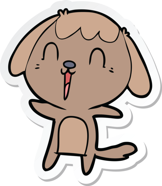 Bir insan tarafından çizilmiş şirin bir köpeğin çıkartması.
