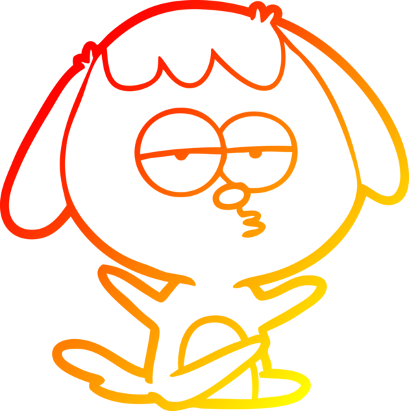 Bir insan tarafından çizilen ve sıkılmış bir köpeğin sıcak çizgi çizimi.