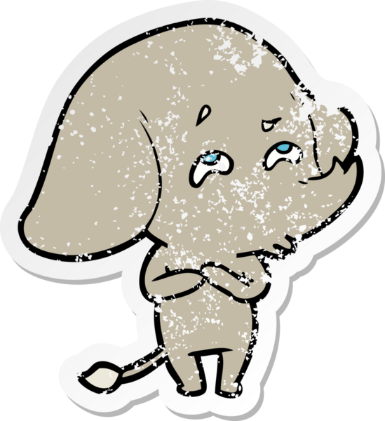 Bir insan tarafından çizilmiş karikatür filinin sıkıntılı çıkartması