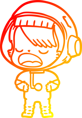 Bir insan tarafından çizilmiş, konuşan bir astronotun sıcak çizgi çizimi