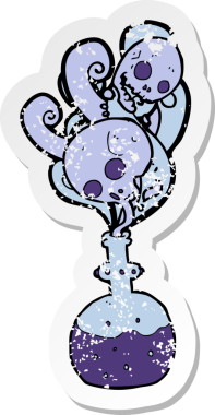 Bir insan tarafından çizilmiş bir karikatür iksirinin gerilimli yapıştırması.