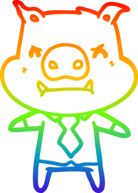 Gökkuşağı gradyan çizgisi kızgın çizgi domuz patronunun insan tarafından çizilmiş hali.