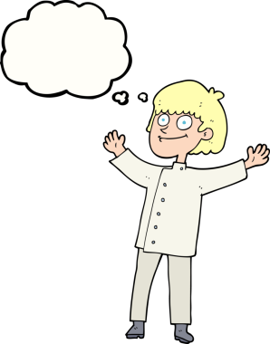 Bir insan tarafından çizilmiş serbest çizim balon karikatür şefi.