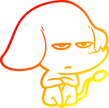 Bir insan tarafından çizilmiş kızgın bir fil çizimi.