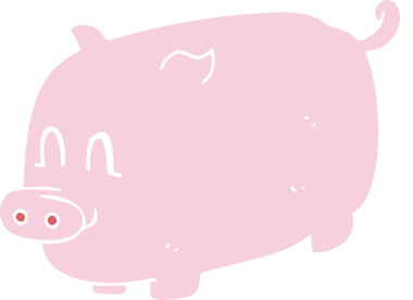 Bir insan tarafından çizilmiş domuzun düz renk çizimi