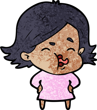 Bir insan tarafından çizilen karikatür kızı.