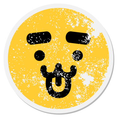 Bir insan tarafından çizilmiş, kaşları dairesel etiketli sevimli bir hayvan yüzü.