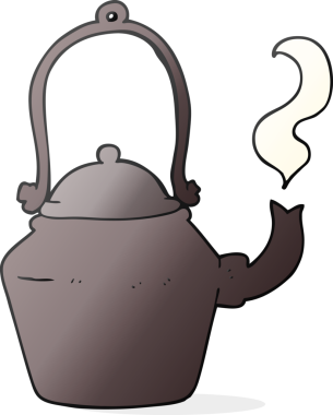 Bir insan tarafından çizilmiş eski siyah çaydanlık.