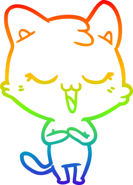 gökkuşağı gradyan çizimi mutlu çizgi film kedisi bir insan tarafından çizildi