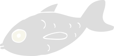 Bir insan tarafından çizilmiş düz renkli karikatür balığı