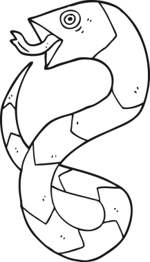 Bir insan tarafından çizilmiş tıslayan çizgi film yılanı.