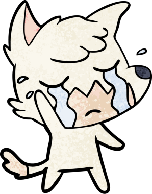 Bir insan tarafından çizilmiş ağlayan tilki çizgi filmi.