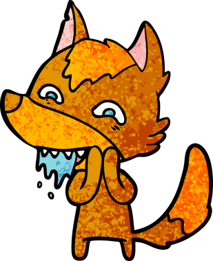 Bir insan tarafından çizilmiş tilki çizgi film karakteri