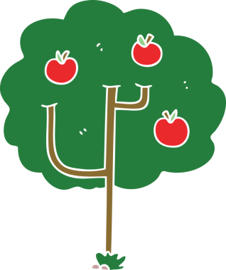 Bir insan tarafından çizilmiş tuhaf bir çizgi film ağacı.