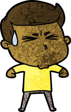 Bir insan tarafından çizilmiş terleyen çizgi film adamı.