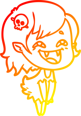 Bir insan tarafından çizilmiş gülen vampir kız çizgi filmi.