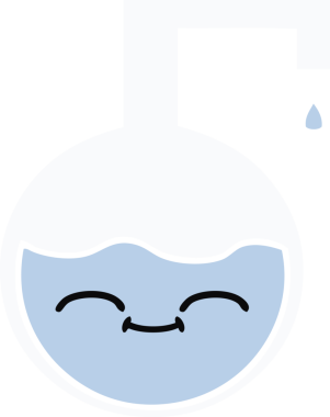 Bir insan tarafından çizilmiş bir bilim deneyinin düz renkli retro karikatürü