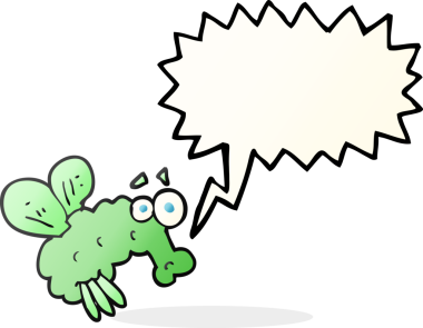 Bir insan tarafından çizilmiş serbest konuşma balonu karikatürü sineği