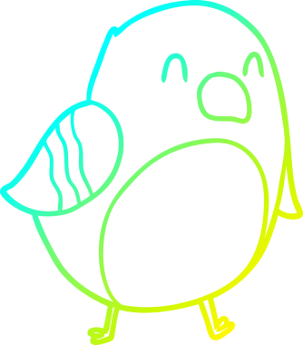 Bir insan tarafından çizilen karikatür kuşunun soğuk gradyan çizgisi