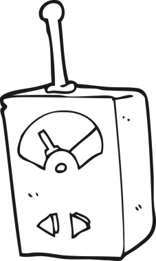 Bir insan tarafından çizilmiş siyah beyaz karikatür bilimsel ekipmanlar