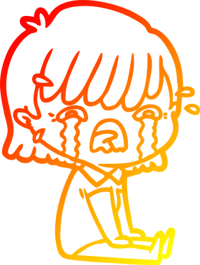 Bir insan tarafından çizilmiş ağlayan çizgi film kızı çizimi.