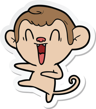 Bir insan tarafından çizilmiş gülen maymun çıkartması.