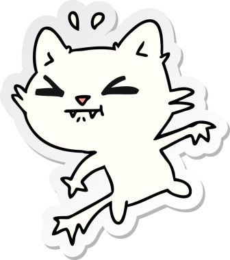 Bir insan tarafından çizilmiş kawaii kedisinin serbest sticker karikatürü.