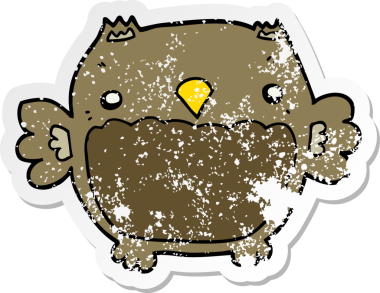 Bir insan tarafından çizilmiş karikatür baykuşunun sıkıntılı çıkartması