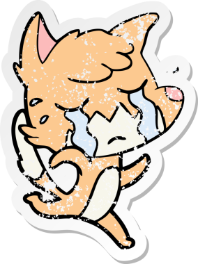 Bir insan tarafından çizilmiş ağlayan tilki çizgi filminin sıkıntılı çıkartması.