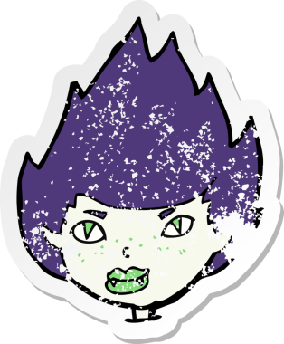 Bir insan tarafından çizilmiş vampir kafasının gerilimli çıkartması.