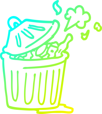 Bir insan tarafından çizilmiş bir çöp kutusunun soğuk gradyan çizgisi.