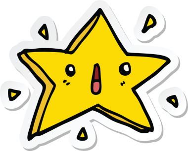 Bir insan tarafından çizilmiş şirin bir çizgi film yıldızının çıkartması.