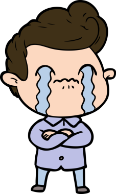 Bir insan tarafından çizilmiş ağlayan çizgi film adamı.