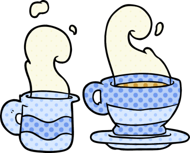 Bir insan tarafından çizilmiş bir fincan kahve.