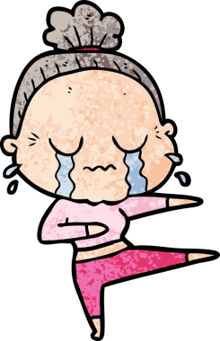 Bir insan tarafından çizilmiş yaşlı bir dansçı kadın.