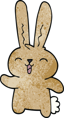 Bir insan tarafından çizilmiş neşeli tavşan.